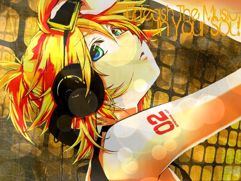 Anime Character with Headphones — Yellow, Energetic