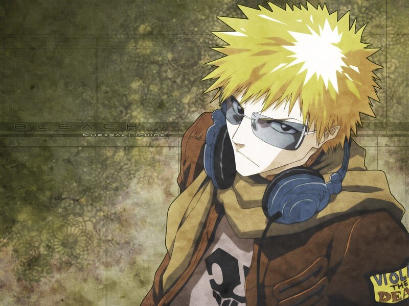 Anime Character with Headphones — Yellow, Serious
