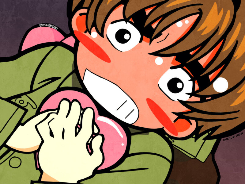 anime character with heart attack
