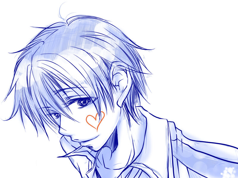 anime character with heart mark