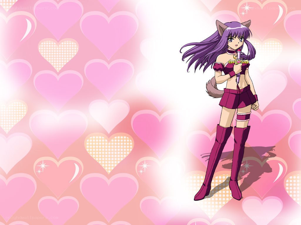 anime character with hearts background