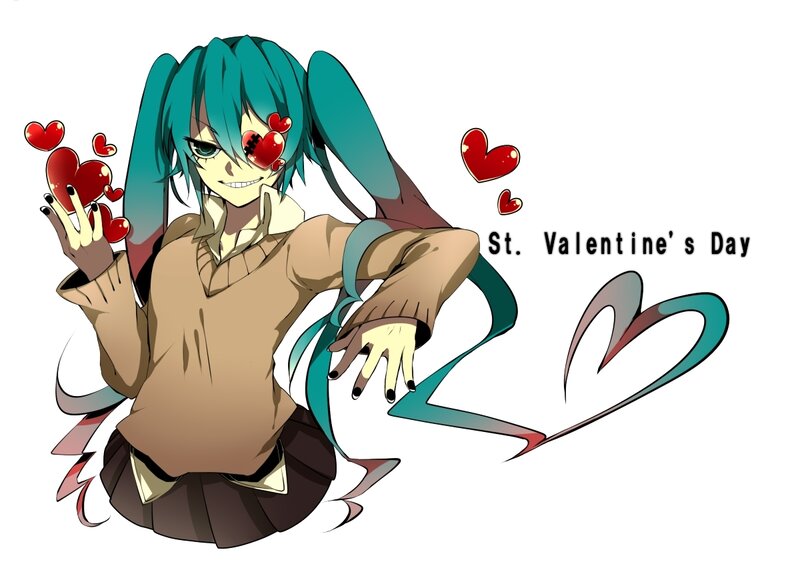Anime Character with Hearts — Teal