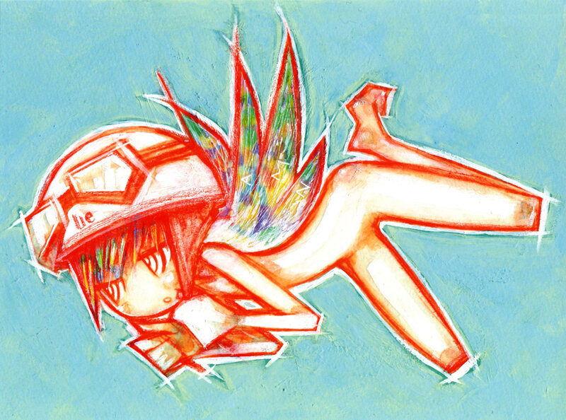 Anime character with helmet