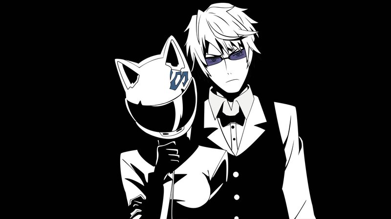 Anime Character with Helmet — Black, Dramatic, Manga