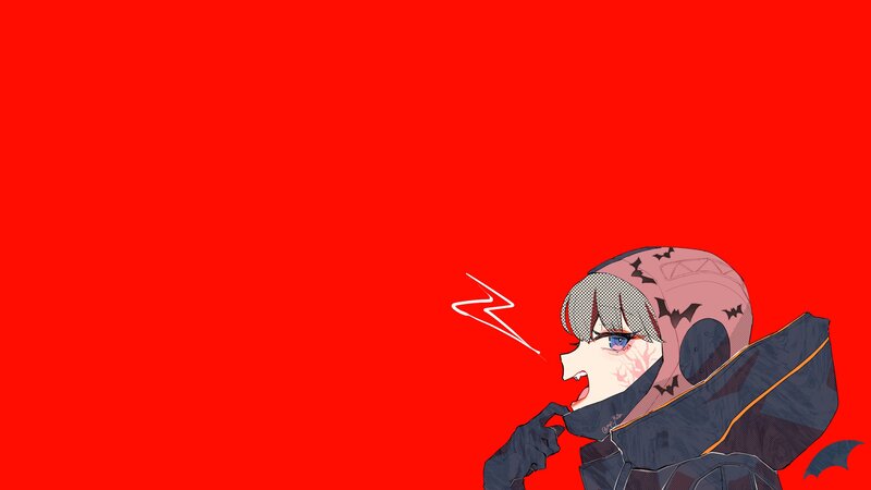 Anime Character with Helmet — Red, Dramatic