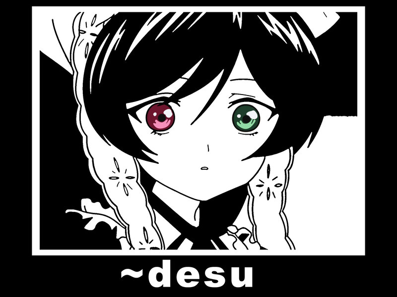 Anime Character with Heterochromia — Black, Dramatic, Manga