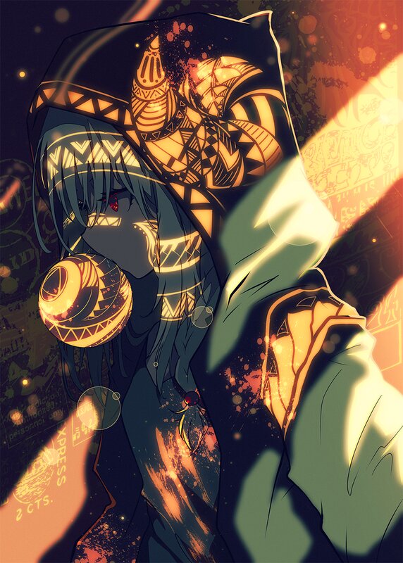 Anime Character with Hood — Black, Dramatic