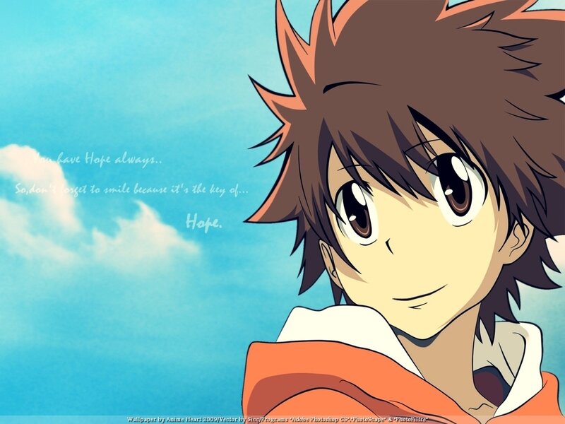 Anime character with hopeful message