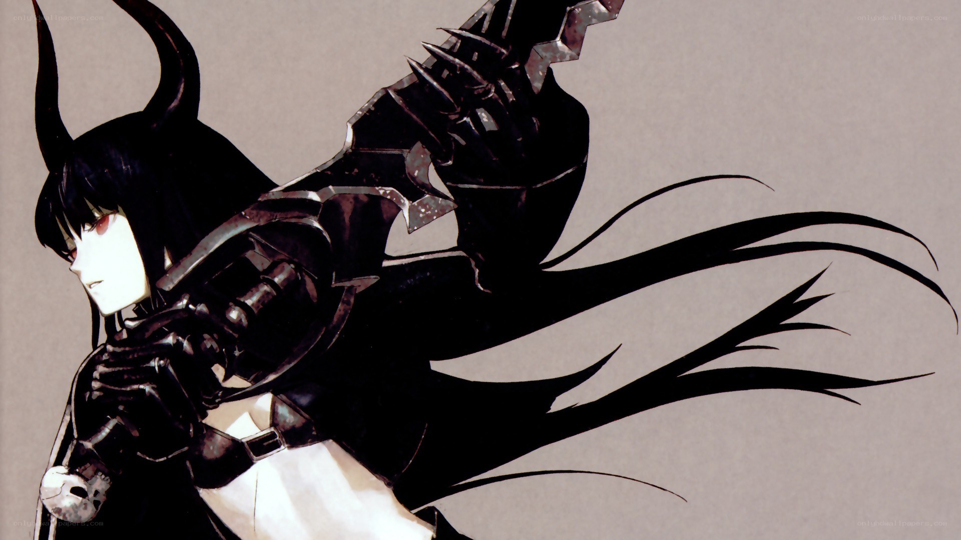 anime character with horns and weapon