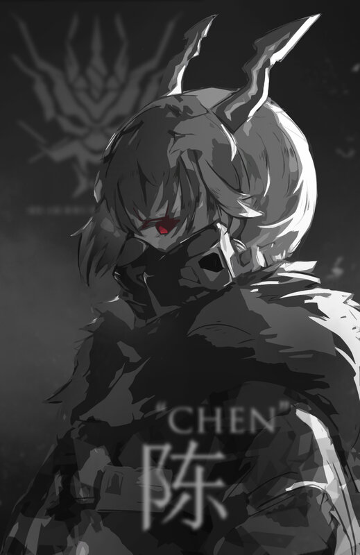 Anime Character with Horns — Black, Dramatic, Digital Art, Mask