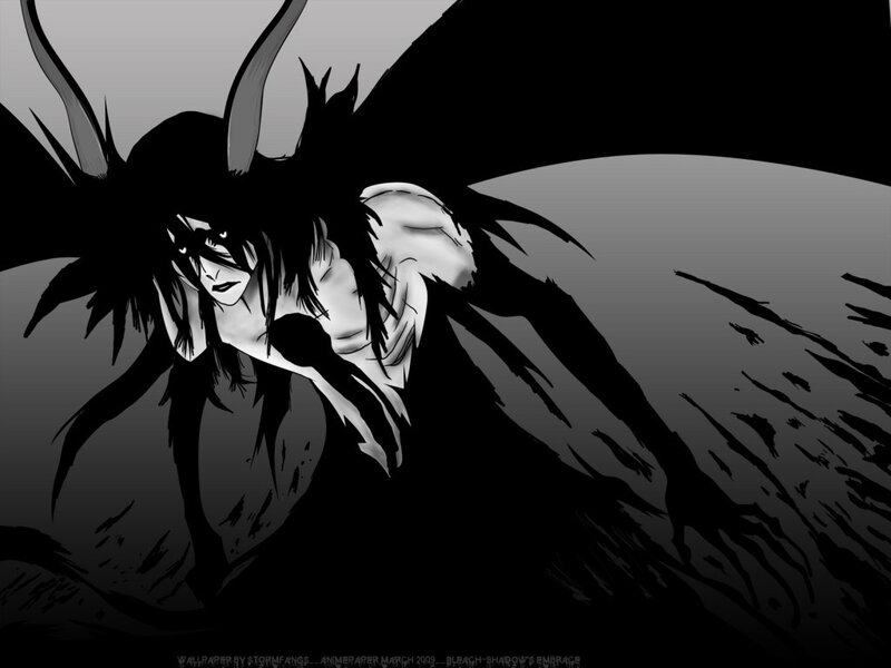 Anime Character with Horns — Black, Dramatic, Manga, Wings, Dark Background