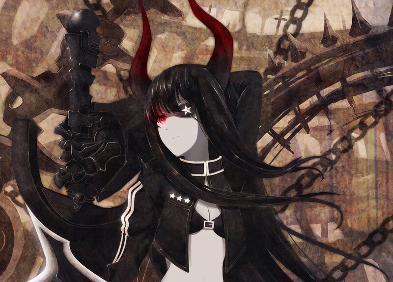 Anime Character with Horns — Black, Dramatic