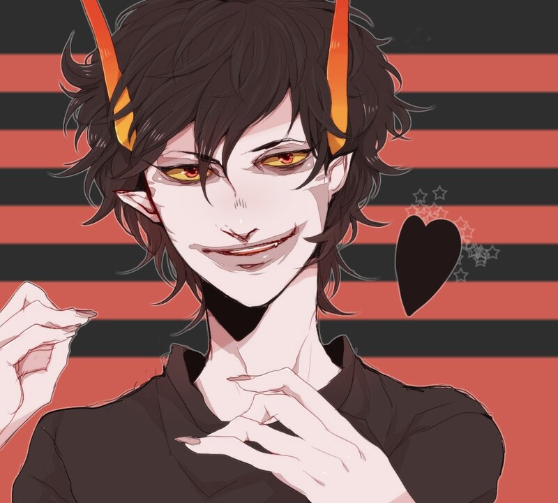 Anime Character with Horns — Black, Playful