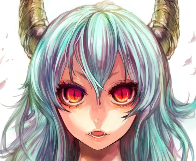 Anime Character with Horns — Blue