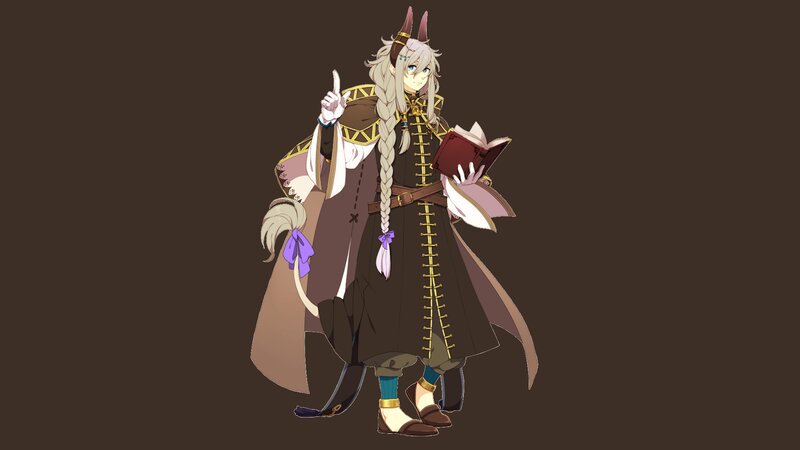 Anime Character with Horns — Brown, Calm, Book