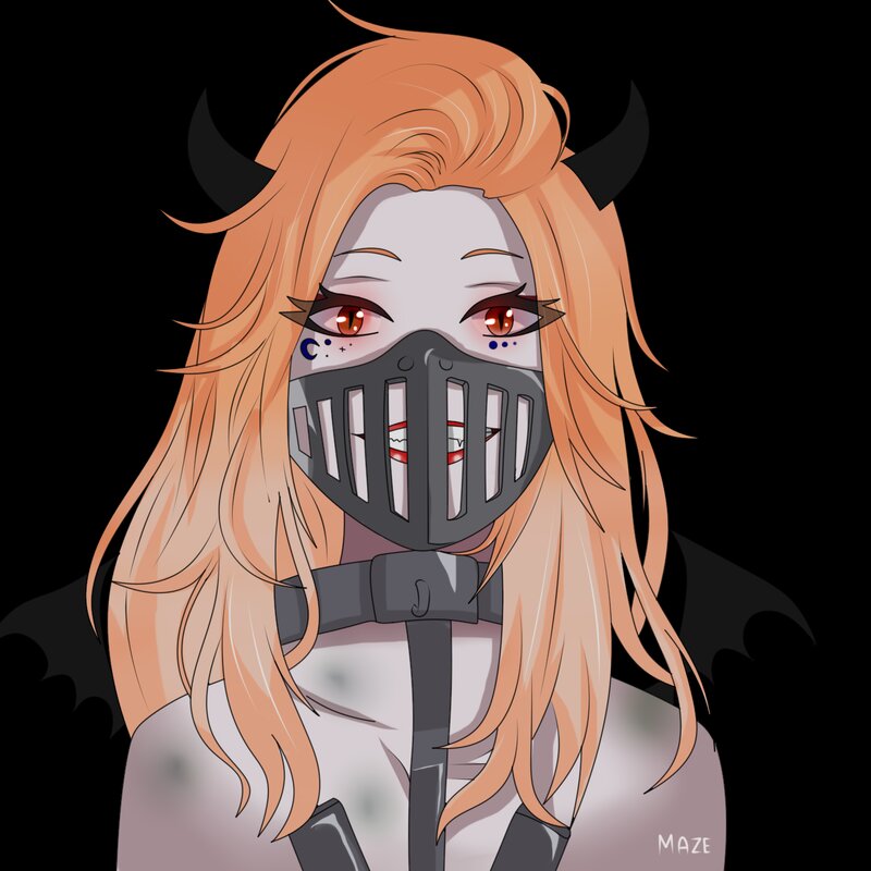 Anime Character with Horns — Orange