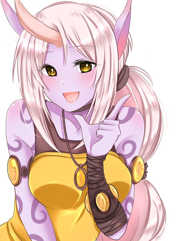 Anime Character with Horns — Pink, Playful