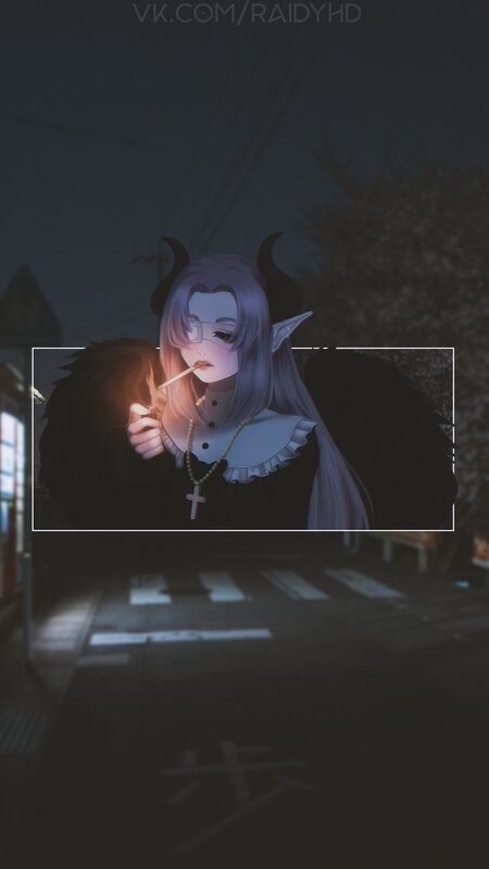 Anime Character with Horns — Purple, Dark