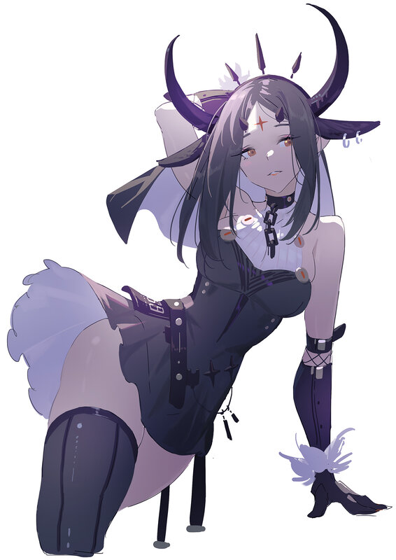 Anime Character with Horns — Purple, Neutral
