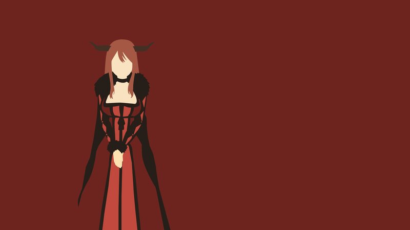 Anime Character with Horns — Red, Dramatic, Minimalist