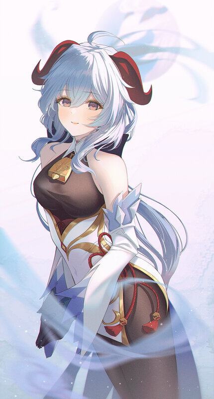 Anime Character with Horns — White, Calm