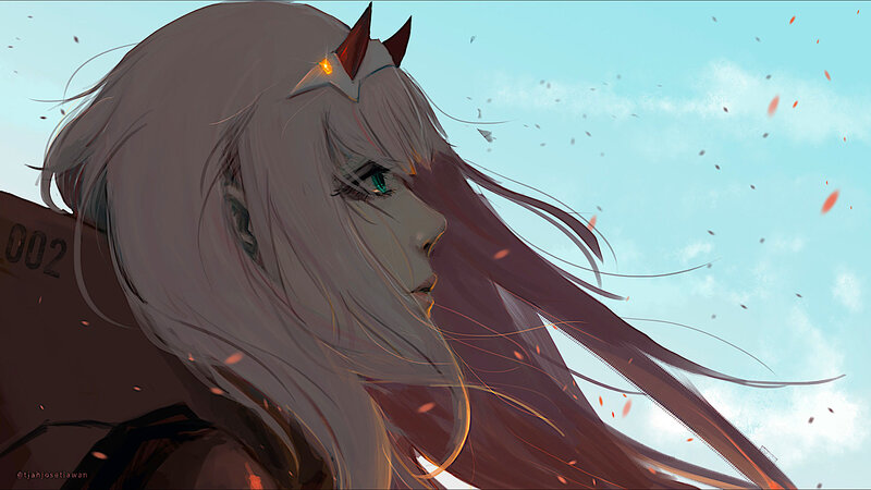 Anime Character with Horns — White, Dramatic, Afternoon