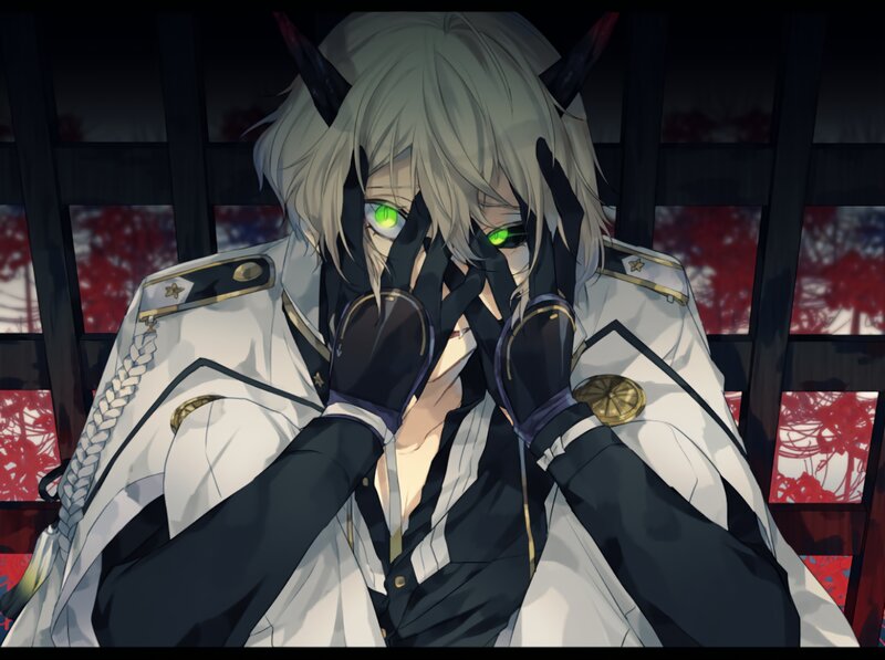 Anime Character with Horns — White, Dramatic, Night, Digital Art