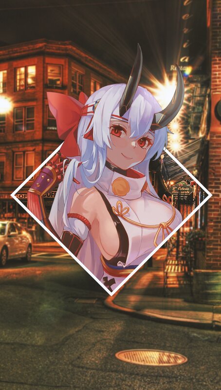 Anime Character with Horns — White, Dramatic, Night