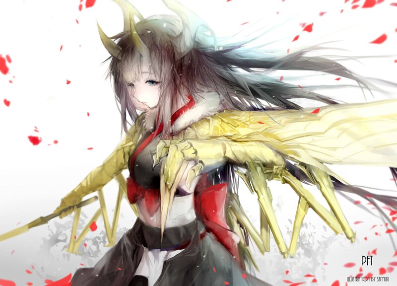Anime Character with Horns — White, Dramatic