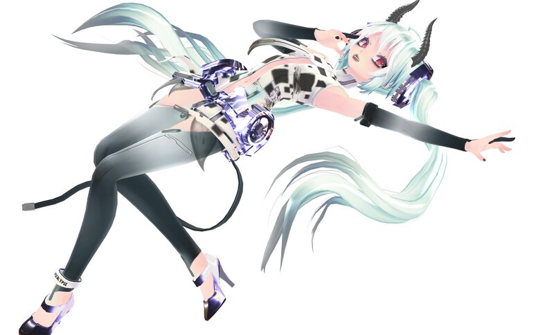 Anime Character with Horns — White, Dynamic