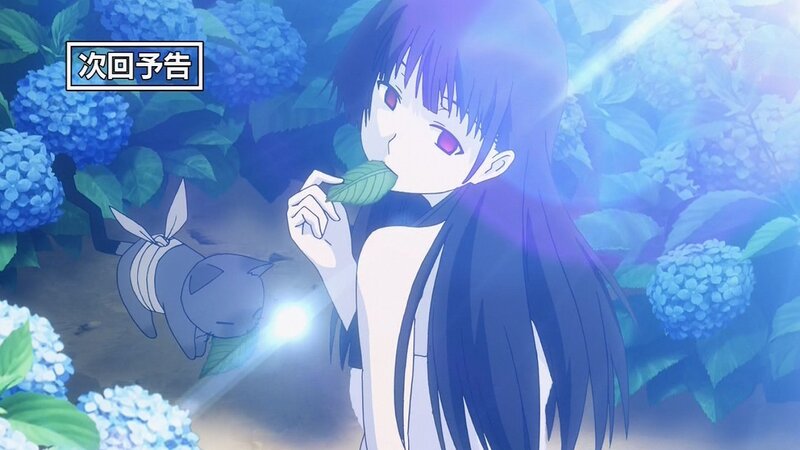 Anime character with hydrangeas