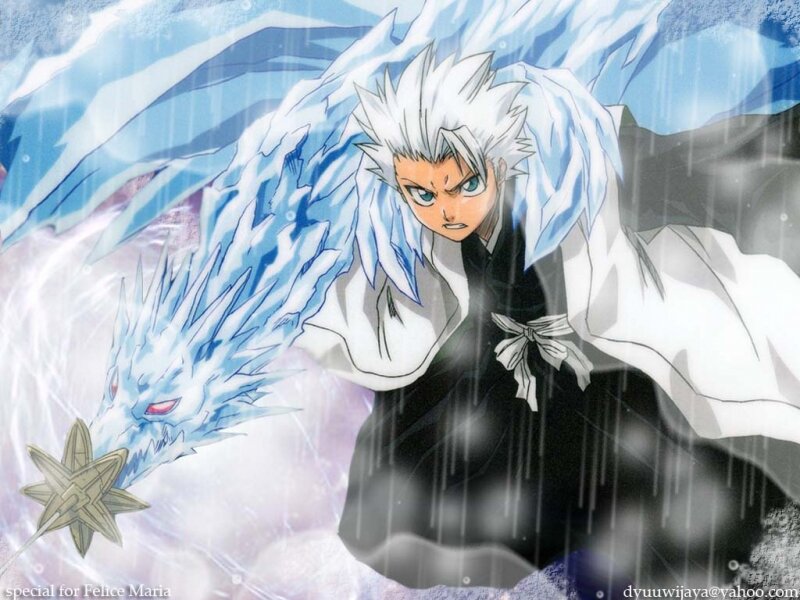 Anime Character with Ice Dragon — White