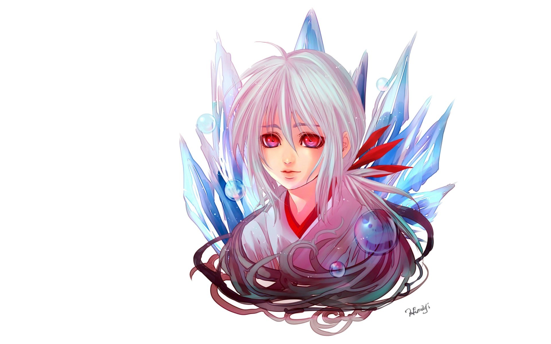 anime character with ice wings