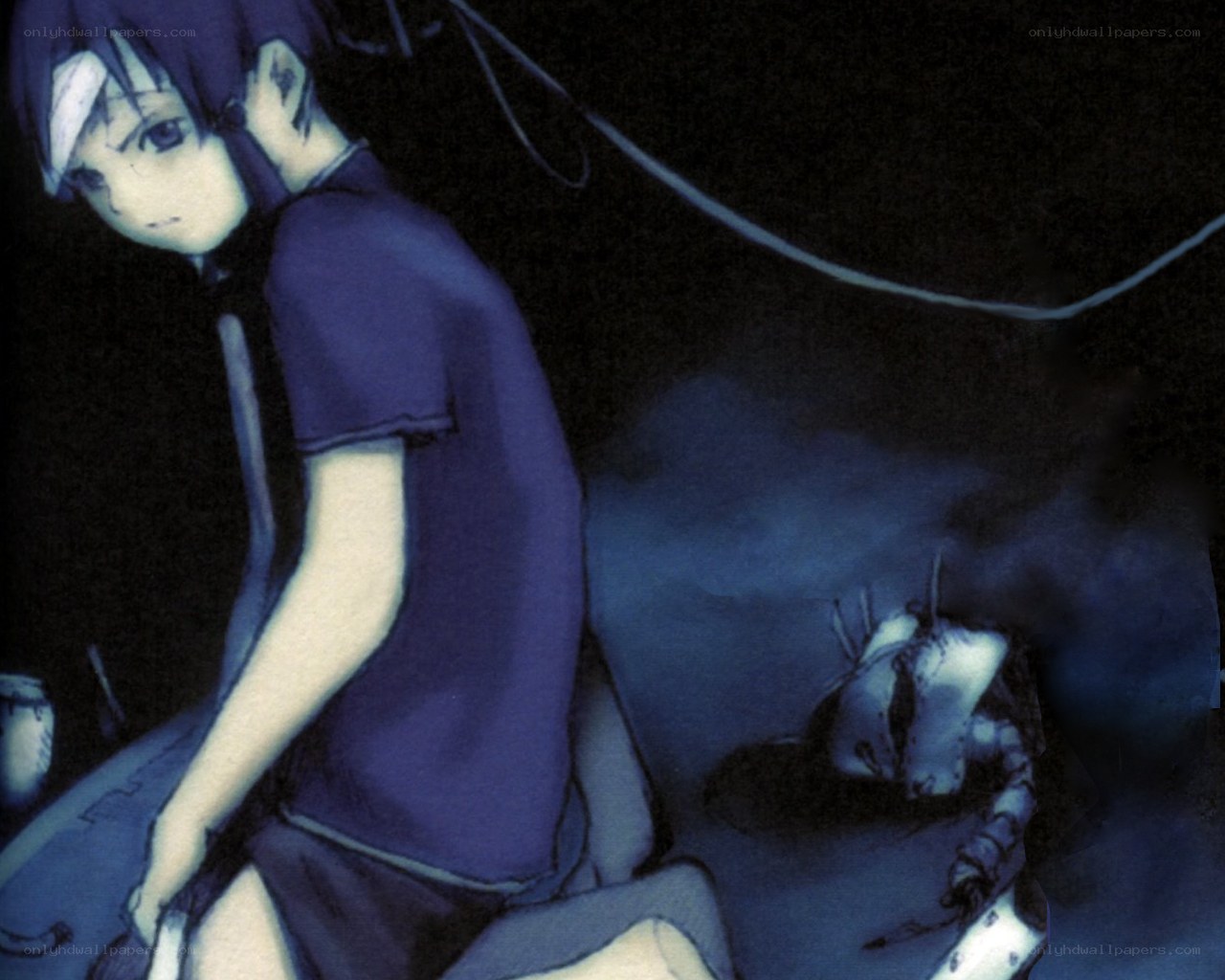 anime character with injured creature