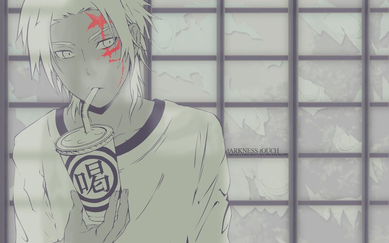 Anime character with injury drinking