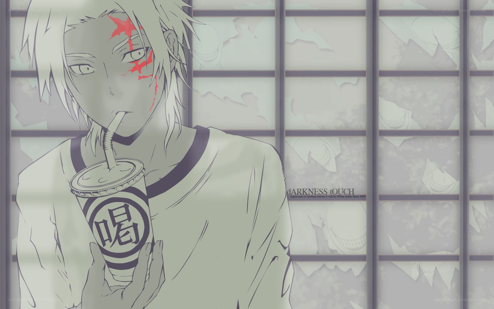 Anime character with injury drinking