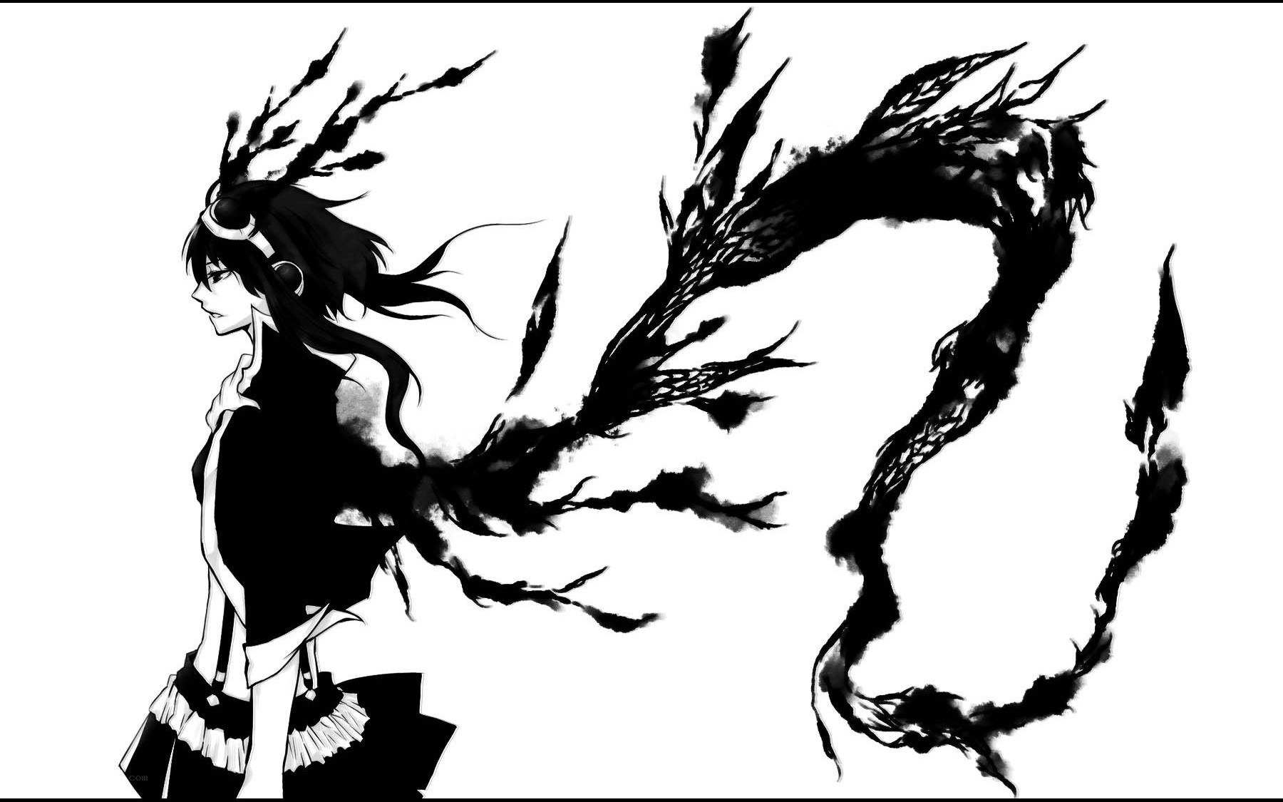 anime character with ink dragon