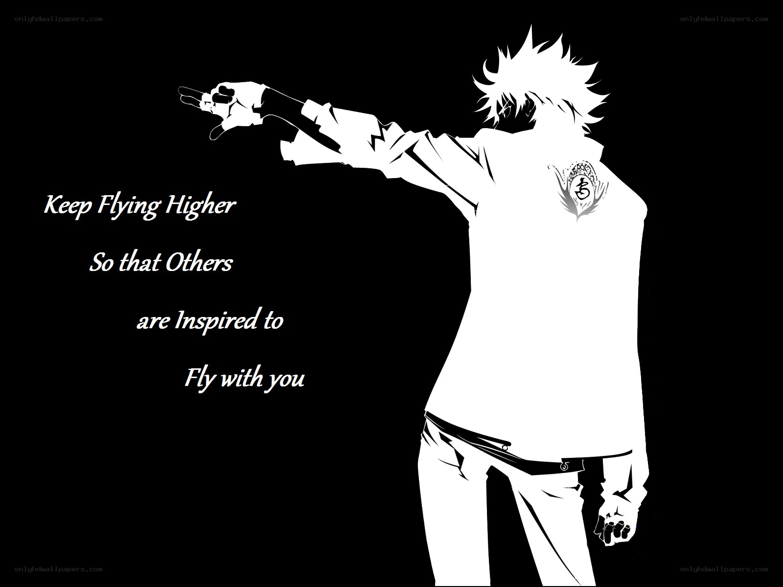 Anime character with inspirational quote
