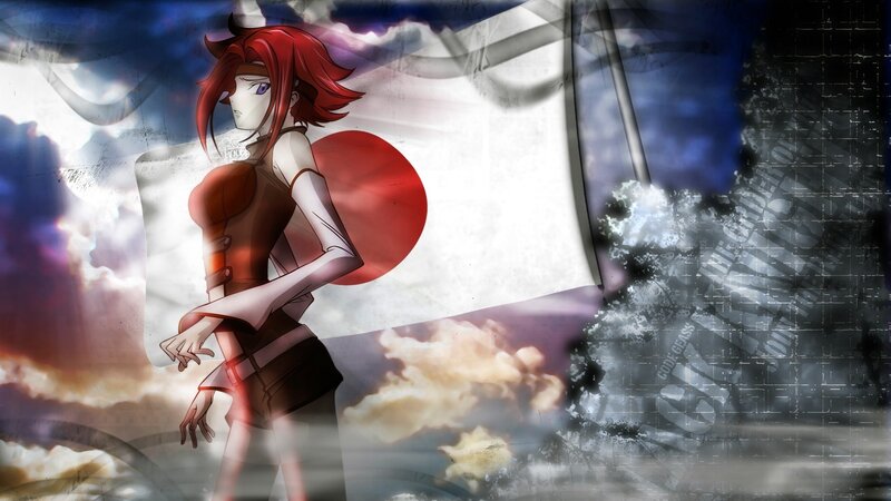 anime character with Japanese flag