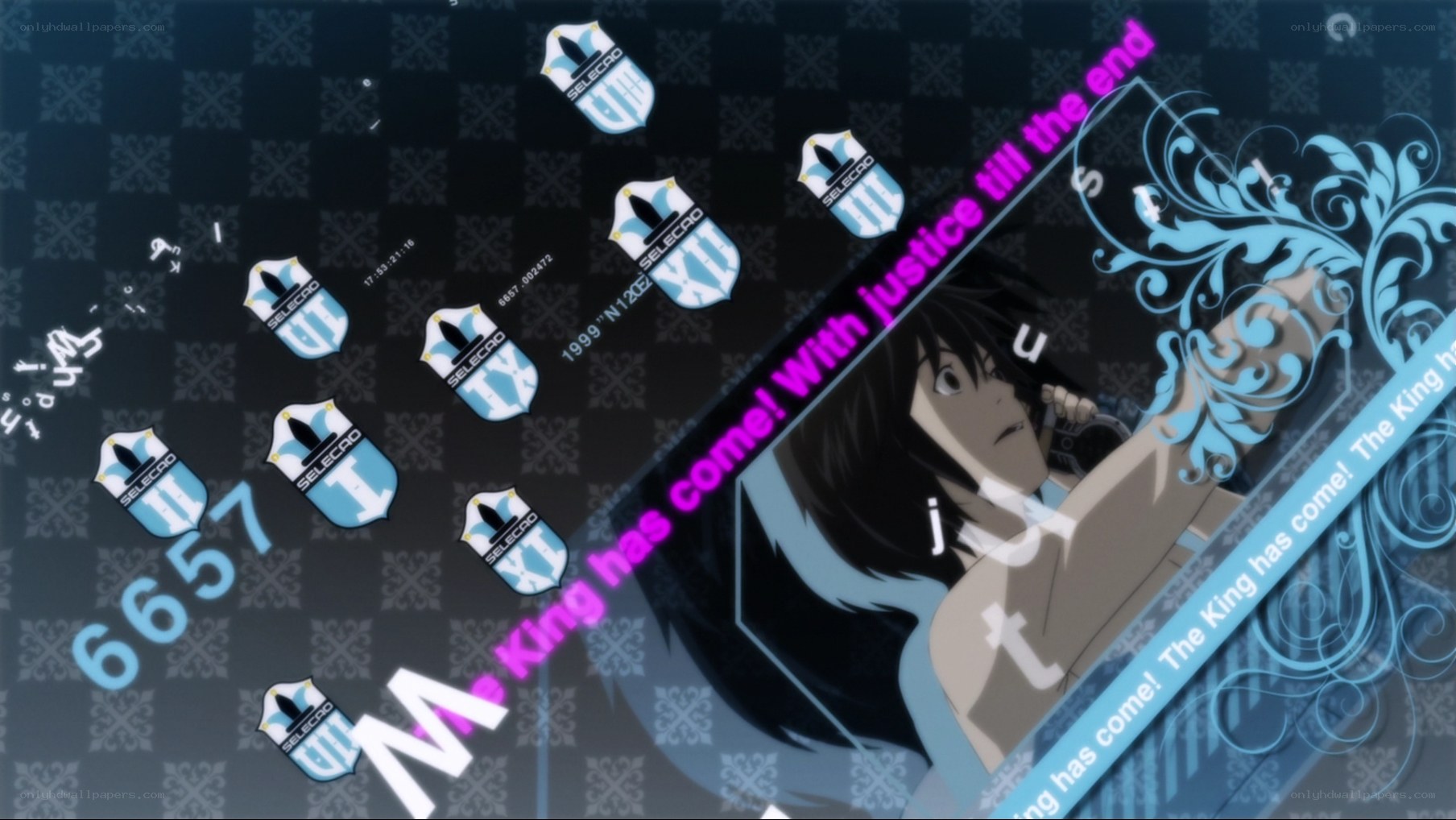 anime character with justice text