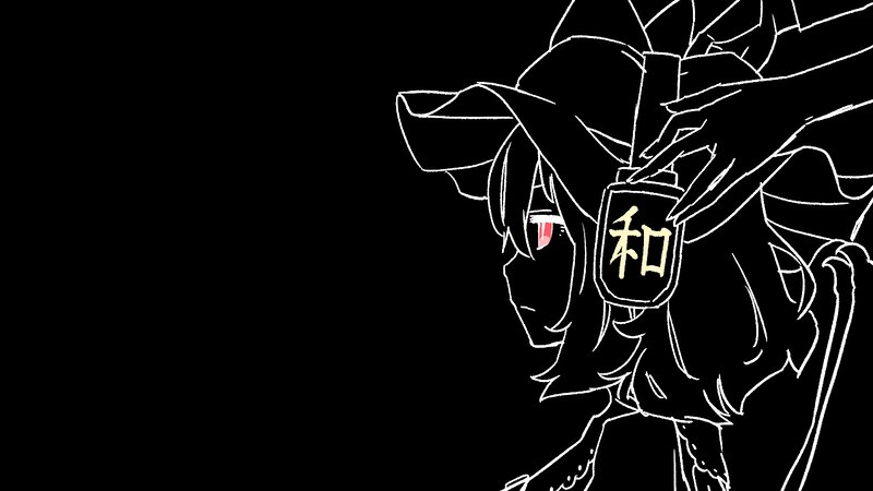 Anime Character with Kanji — Black, Dramatic