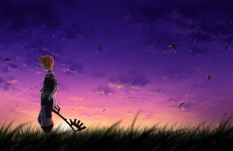 Anime Character with Keyblade — Purple