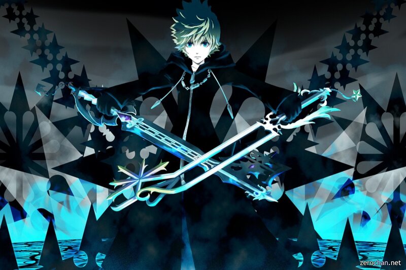 Anime Character with Keyblades — Blue, Dramatic