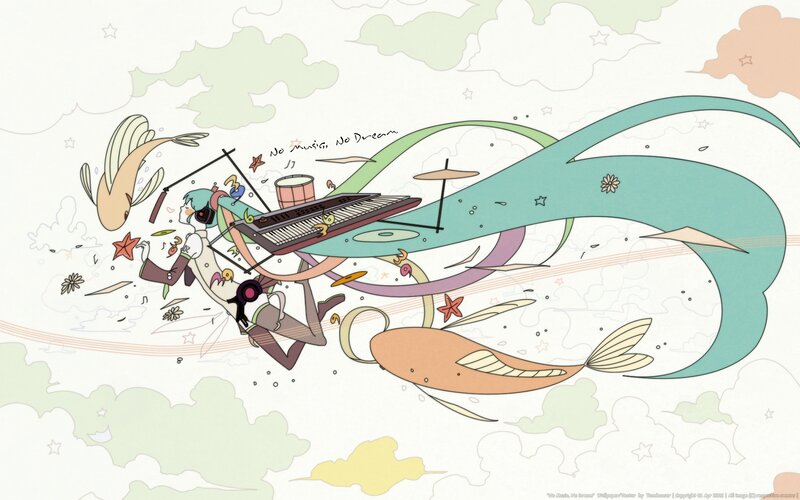 Anime Character with Keyboard — Teal