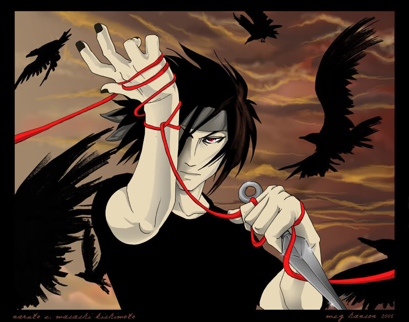 Anime Character with Knife — Black, Dramatic, Sunset
