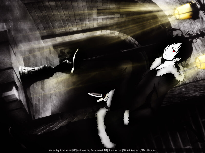 Anime character with knife in alley