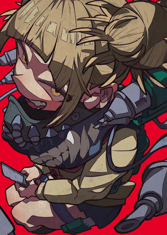 Anime Character with Knife — Red, Aggressive