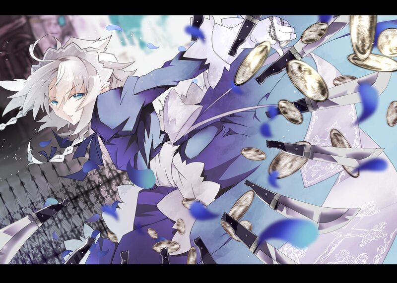Anime Character with Knives — Purple, Dramatic