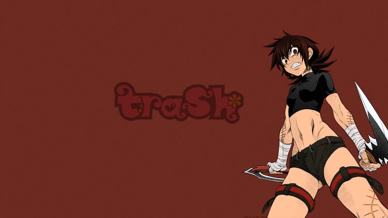 Anime Character with Knives — Red, Aggressive