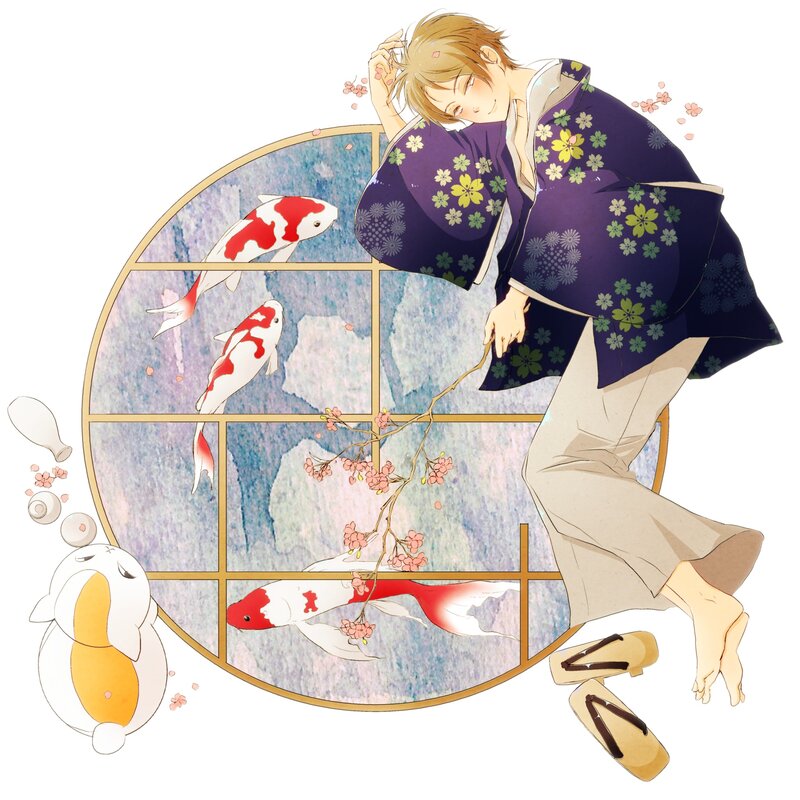 Anime Character with Koi Fish — Purple